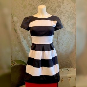 Black & White Striped Peplum Dress